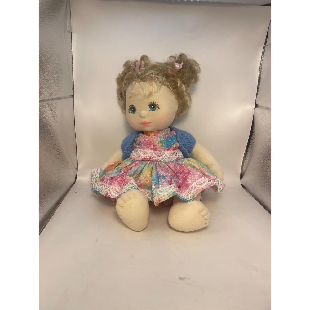 Vintage Mattel My Child Doll Ash Blonde Green Eyes Curly Puppy Tails 1980s